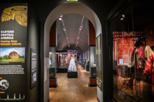 Interior from the penn Museum showing connections between galleries in the Central America wing